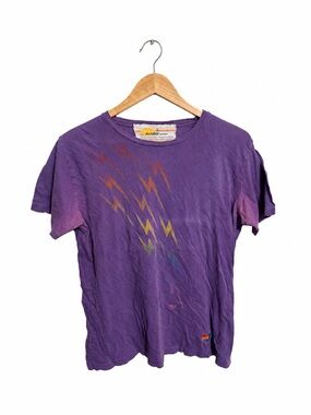 Aviator Nation Purple Lightning Bolt Short Sleeve Tee Staining***!!- Size L